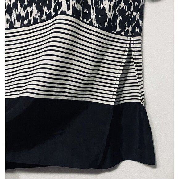 Zara Tunic Top Womens Large Black White Floral 3/4 Sleeves Side Slits Boho - Picture 3 of 5